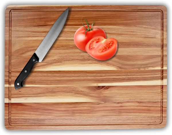 Non Toxic Acacia Wood Cutting Board – Premium Large & Reversible  Cutting Boards for Kitchen   Mess Free Cooking with Juice Groove