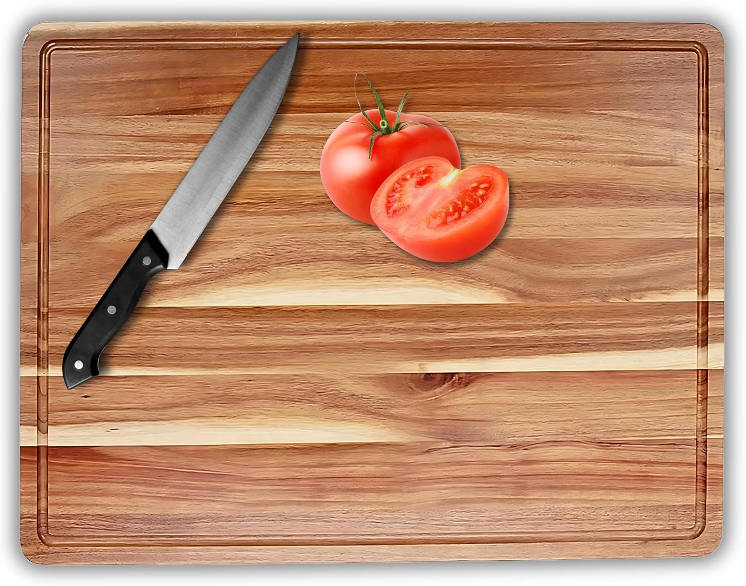 Non Toxic Acacia Wood Cutting Board – Premium Large & Reversible Cutting Boards for Kitchen Mess Free Cooking with Juice Groove